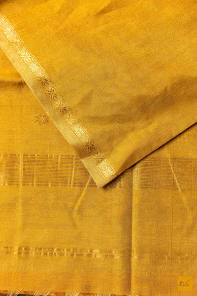 Shobhitha- Yellow Tissue Maheshwari Silk Cotton Handwoven Saree