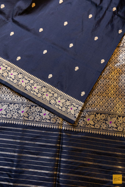 Kamalapriya- Black Banarasi Katan Silk Handwoven Saree