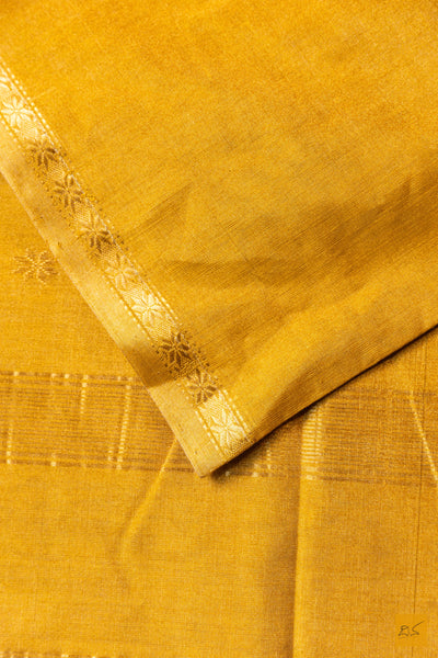 Shobhitha- Yellow Tissue Maheshwari Silk Cotton Handwoven Saree