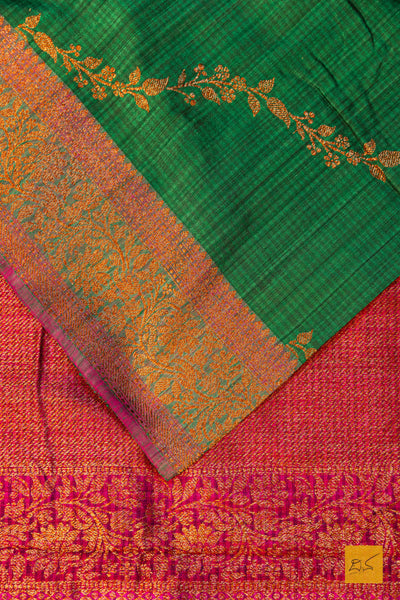 Jamini-Green Banarasi Dupion Silk Handwoven Saree