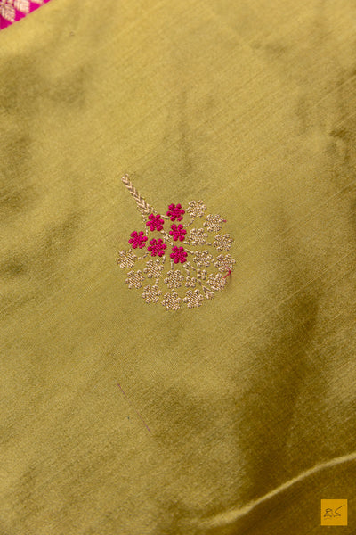 Tejovathi- Green Banarasi Katan Silk Handwoven Saree