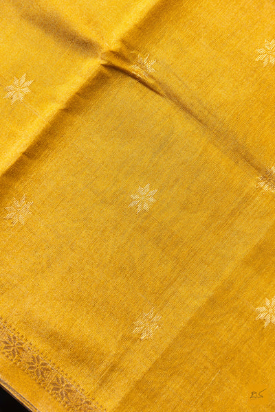 Shobhitha- Yellow Tissue Maheshwari Silk Cotton Handwoven Saree