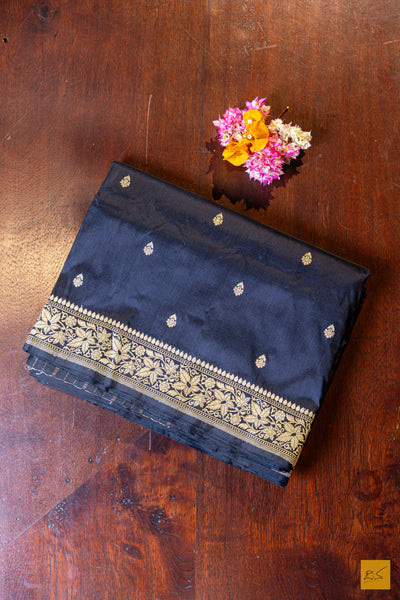 Kamalapriya- Black Banarasi Katan Silk Handwoven Saree