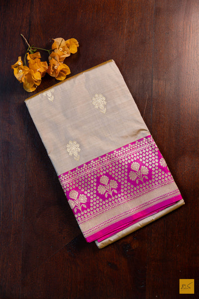 Mohanashini- Grey Banarasi Katan Silk Handwoven Saree