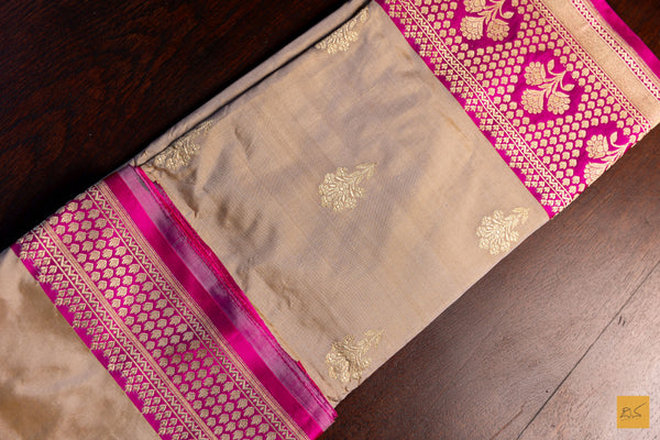 Mohanashini- Grey Banarasi Katan Silk Handwoven Saree