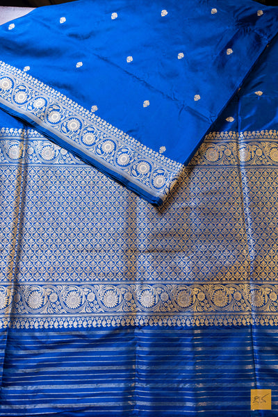 Varahi- Blue Banarasi Katan Silk Handwoven Saree