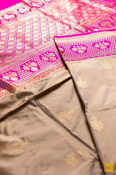 Mohanashini- Grey Banarasi Katan Silk Handwoven Saree