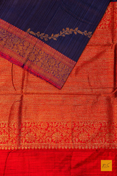 Hruthvi- Blue Banarasi Dupion Silk Handwoven Saree