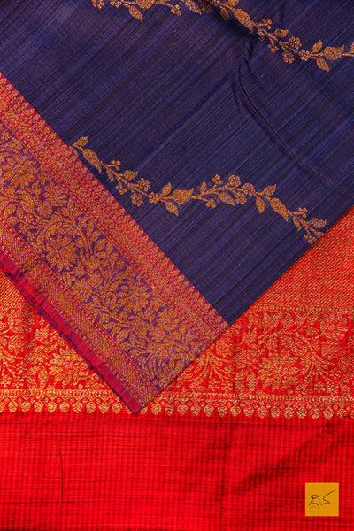 Hruthvi- Blue Banarasi Dupion Silk Handwoven Saree