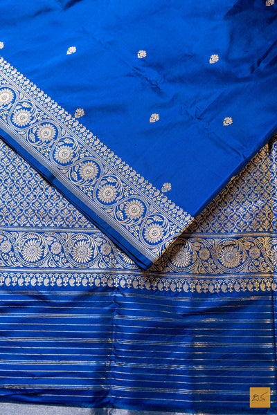 Varahi- Blue Banarasi Katan Silk Handwoven Saree