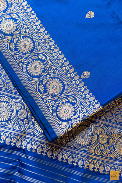 Varahi- Blue Banarasi Katan Silk Handwoven Saree