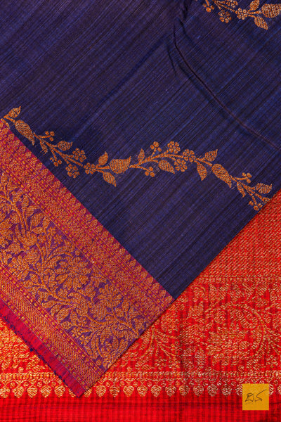 Hruthvi- Blue Banarasi Dupion Silk Handwoven Saree