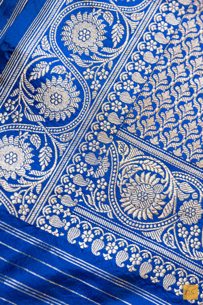 Varahi- Blue Banarasi Katan Silk Handwoven Saree