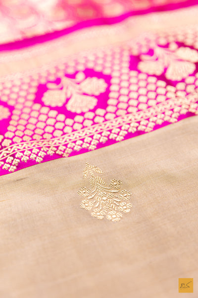 Mohanashini- Grey Banarasi Katan Silk Handwoven Saree