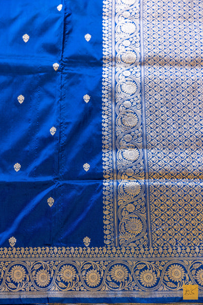 Varahi- Blue Banarasi Katan Silk Handwoven Saree