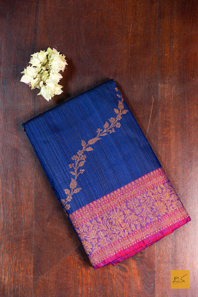 Hruthvi- Blue Banarasi Dupion Silk Handwoven Saree