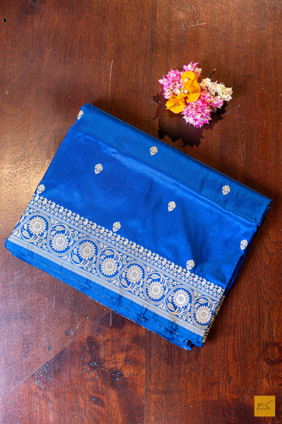 Varahi- Blue Banarasi Katan Silk Handwoven Saree