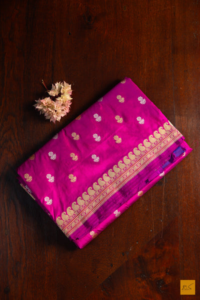 Swara- Purple Banarasi Katan Silk Handwoven Saree