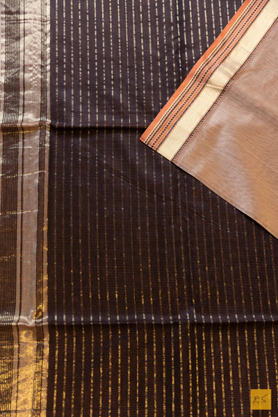 Mahadevi- Peach Maheshwari Silk Cotton Handwoven Saree