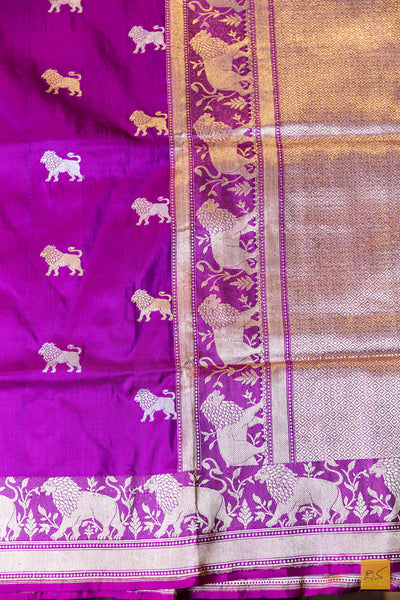 Ruhi - Purple Banarasi Katan Silk Handwoven Saree
