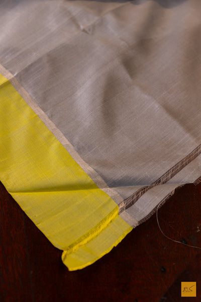 Grey Chanderi Pure Silk Handwoven Saree