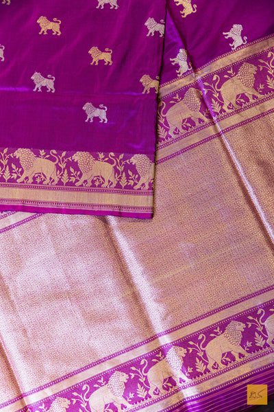 Ruhi - Purple Banarasi Katan Silk Handwoven Saree
