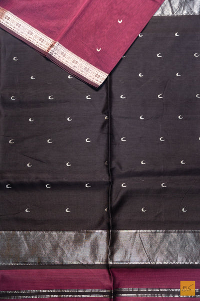 Dharini- Maroon Maheshwari Silk Cotton Handwoven Saree