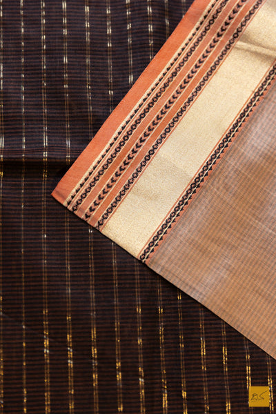 Mahadevi- Peach Maheshwari Silk Cotton Handwoven Saree