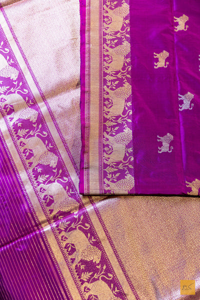 Ruhi - Purple Banarasi Katan Silk Handwoven Saree
