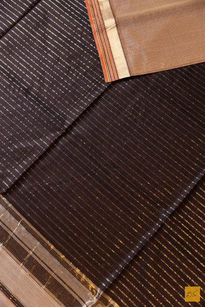 Mahadevi- Peach Maheshwari Silk Cotton Handwoven Saree