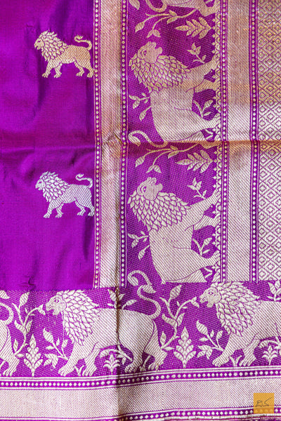 Ruhi - Purple Banarasi Katan Silk Handwoven Saree