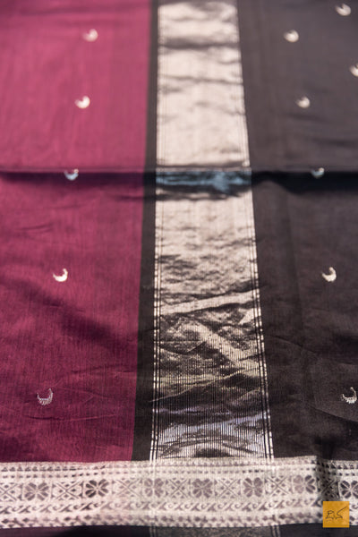 Dharini- Maroon Maheshwari Silk Cotton Handwoven Saree