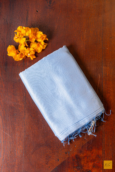 Amritha- Blue Maheshwari Hand Painted Silk Cotton Handwoven Saree