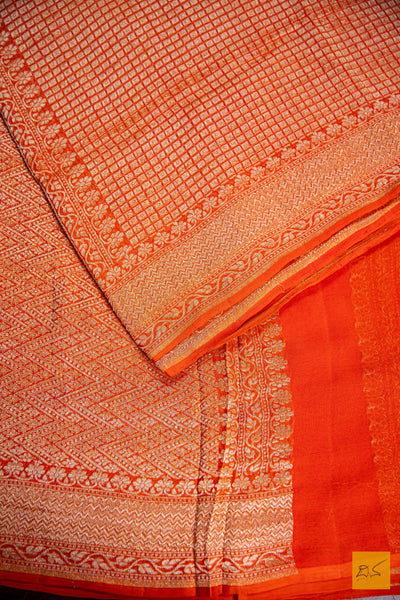 Red Brocade Banarasi Georgette Saree