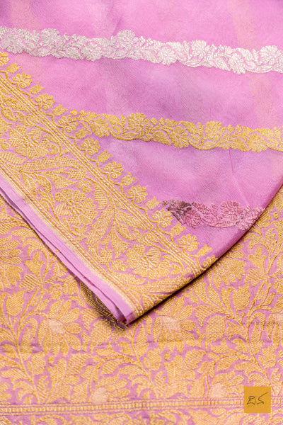 Gulabo- Taffy Pink Banarasi Georgette Handwoven Saree