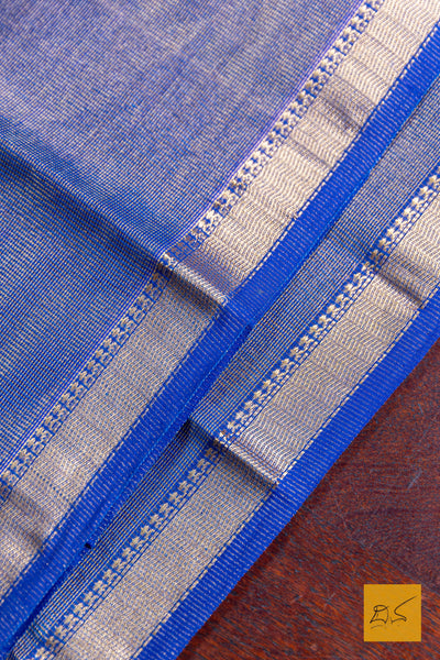 Prathishta- Royal Blue Maheshwari Tissue Handwoven Saree