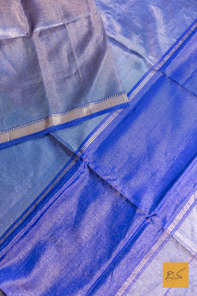 Prathishta- Royal Blue Maheshwari Tissue Handwoven Saree