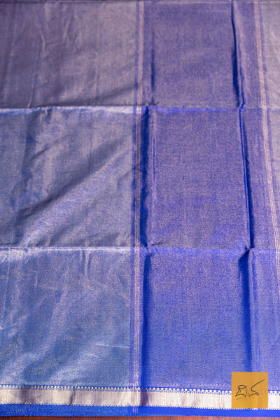 Prathishta- Royal Blue Maheshwari Tissue Handwoven Saree