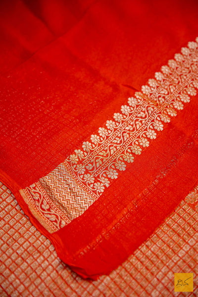 Red Brocade Banarasi Georgette Saree