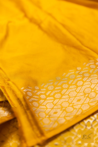 Pramisha- Yellow Banarasi Katan Silk Handwoven Saree