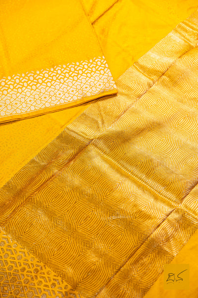 Pramisha- Yellow Banarasi Katan Silk Handwoven Saree