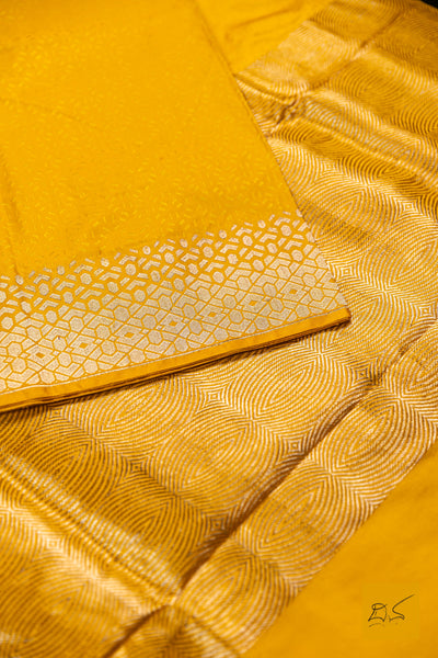 Pramisha- Yellow Banarasi Katan Silk Handwoven Saree