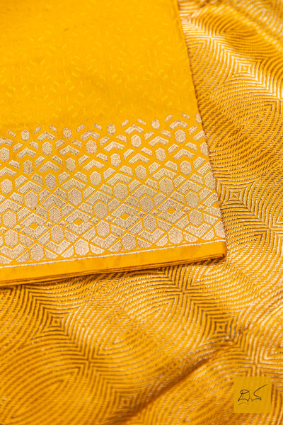 Pramisha- Yellow Banarasi Katan Silk Handwoven Saree
