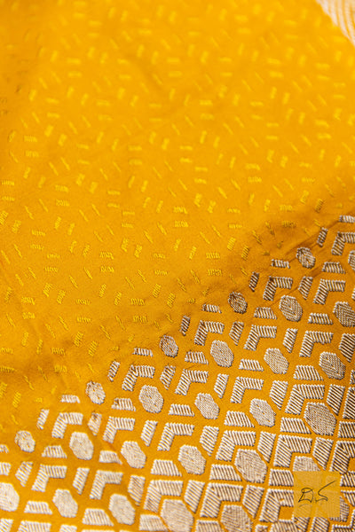 Pramisha- Yellow Banarasi Katan Silk Handwoven Saree
