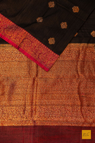 Madhavi- Black Banarasi Dupion Silk Handwoven Saree