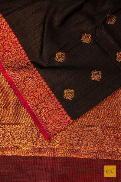 Madhavi- Black Banarasi Dupion Silk Handwoven Saree