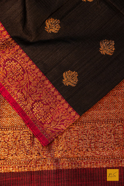 Madhavi- Black Banarasi Dupion Silk Handwoven Saree