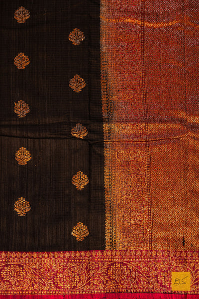 Madhavi- Black Banarasi Dupion Silk Handwoven Saree
