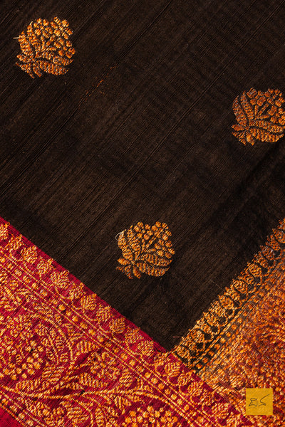 Madhavi- Black Banarasi Dupion Silk Handwoven Saree
