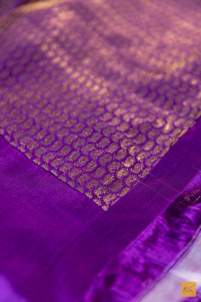 Nilalohitha- Purple Banarasi Katan Silk Handwoven Saree